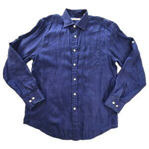 Tommy Bahama Men’s Blue 100% Linen Button Up Shirt Size M Long Sleeve